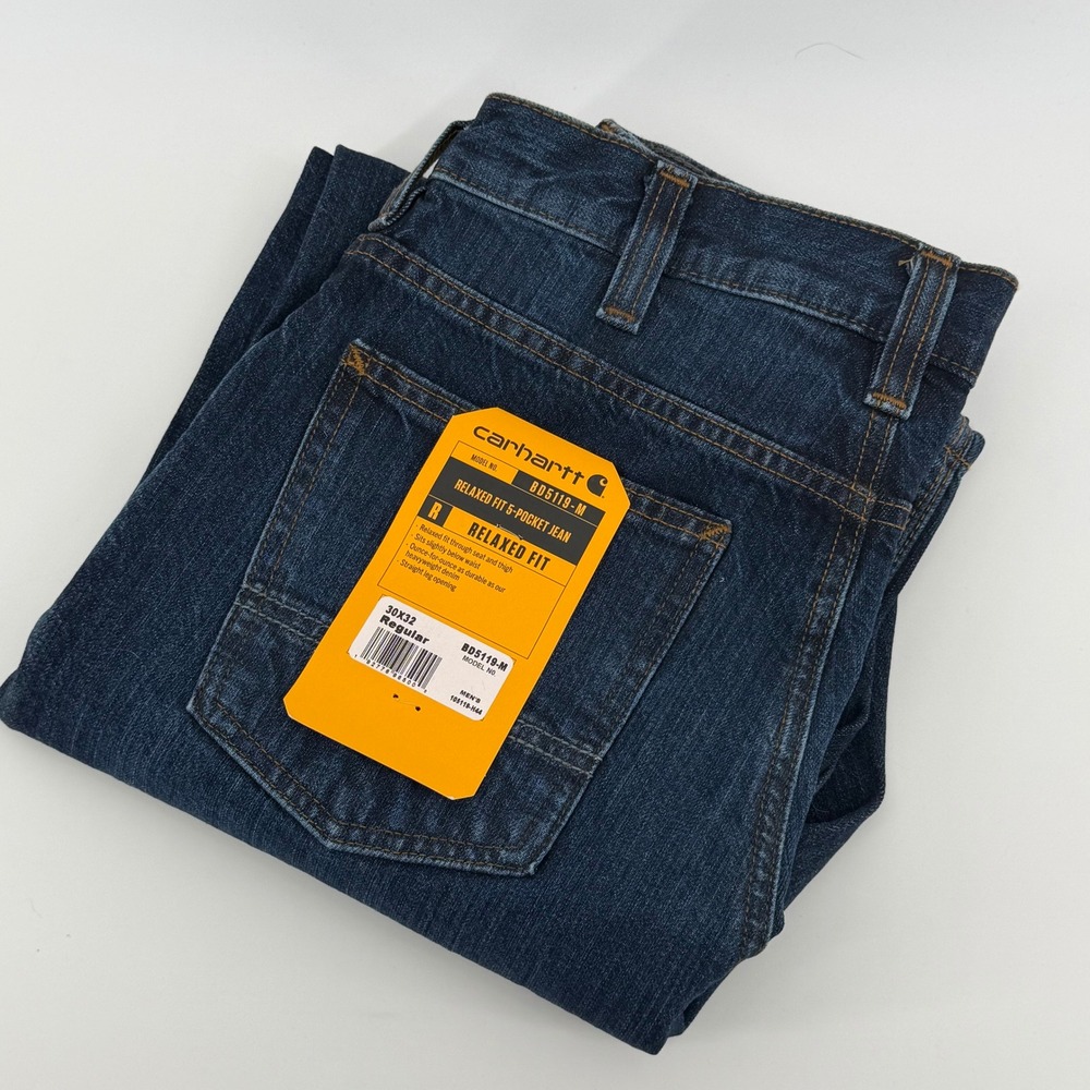 Carhartt Mens Relaxed Fit 5-Pocket Jeans Dark Wash Blue BD5119-M 30x32 NWT